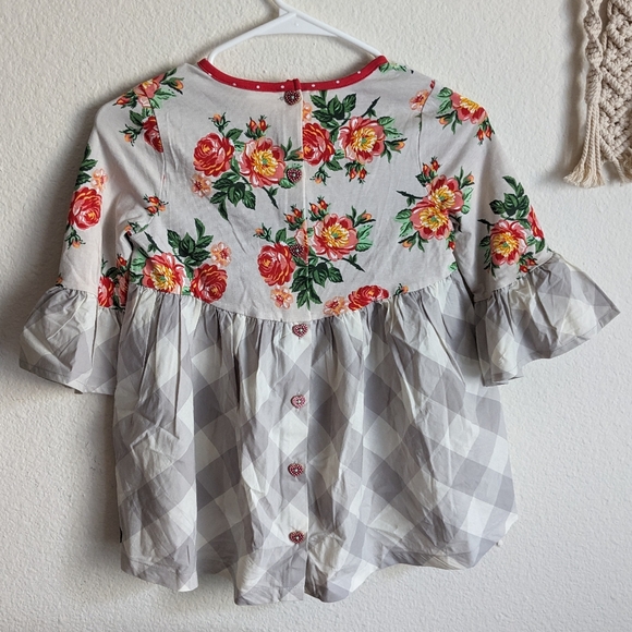 Matilda Jane NWT Girls Castles In The Air Tunic Size 10 Grey Floral Plaid Top - Picture 3 of 8